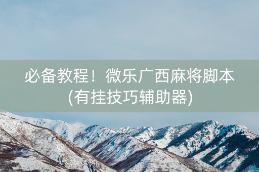 必备教程！微乐广西麻将脚本(有挂技巧辅助器)