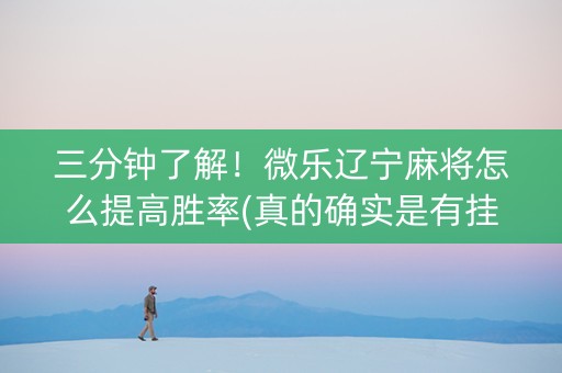 三分钟了解！微乐辽宁麻将怎么提高胜率(真的确实是有挂)