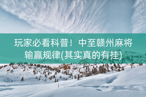 玩家必看科普！中至赣州麻将输赢规律(其实真的有挂)