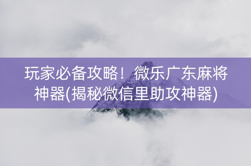 玩家必备攻略！微乐广东麻将神器(揭秘微信里助攻神器)