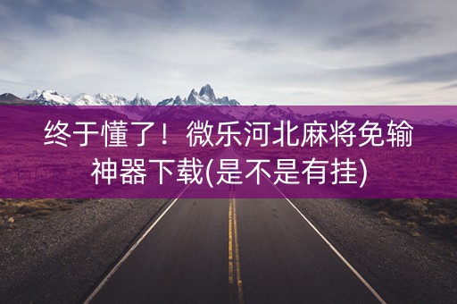 终于懂了！微乐河北麻将免输神器下载(是不是有挂)