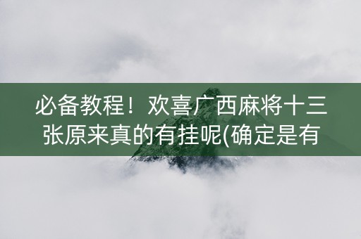必备教程！欢喜广西麻将十三张原来真的有挂呢(确定是有挂)