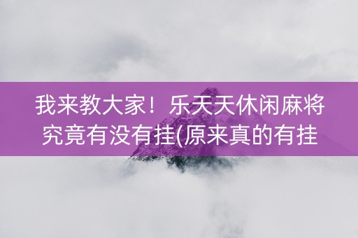 我来教大家！乐天天休闲麻将究竟有没有挂(原来真的有挂)