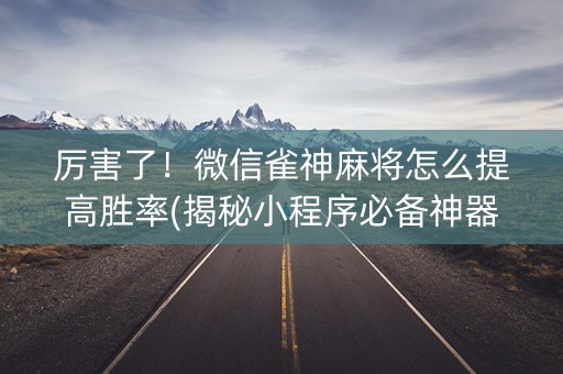 厉害了！微信雀神麻将怎么提高胜率(揭秘小程序必备神器)