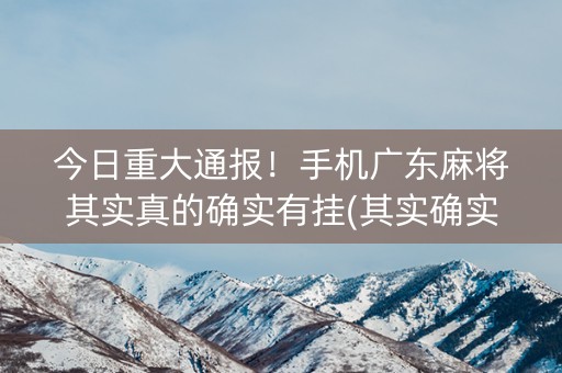 今日重大通报！手机广东麻将其实真的确实有挂(其实确实有挂)