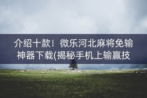 介绍十款！微乐河北麻将免输神器下载(揭秘手机上输赢技巧)
