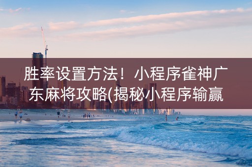 胜率设置方法！小程序雀神广东麻将攻略(揭秘小程序输赢规律)