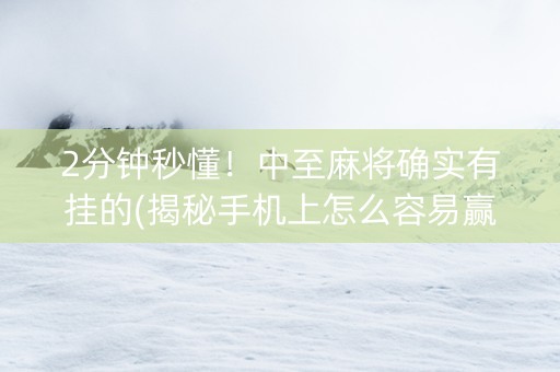 2分钟秒懂！中至麻将确实有挂的(揭秘手机上怎么容易赢)