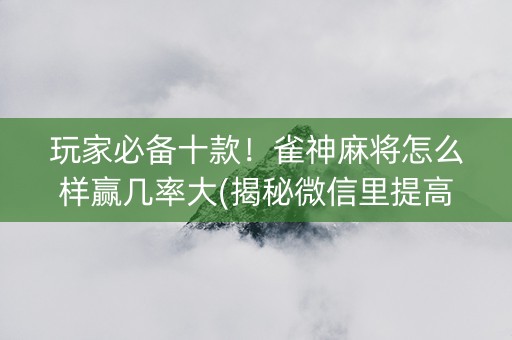玩家必备十款！雀神麻将怎么样赢几率大(揭秘微信里提高胜率)