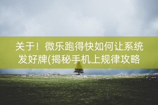关于！微乐跑得快如何让系统发好牌(揭秘手机上规律攻略)