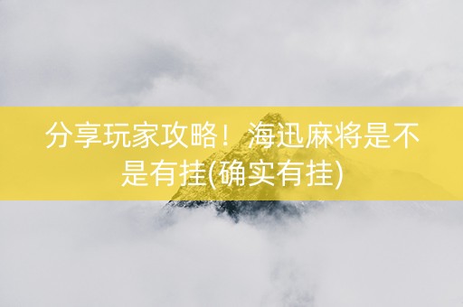 分享玩家攻略！海迅麻将是不是有挂(确实有挂)