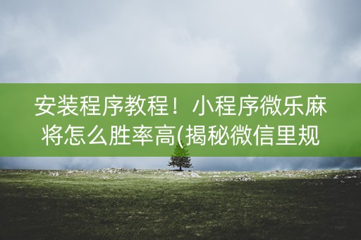 安装程序教程！小程序微乐麻将怎么胜率高(揭秘微信里规律攻略)