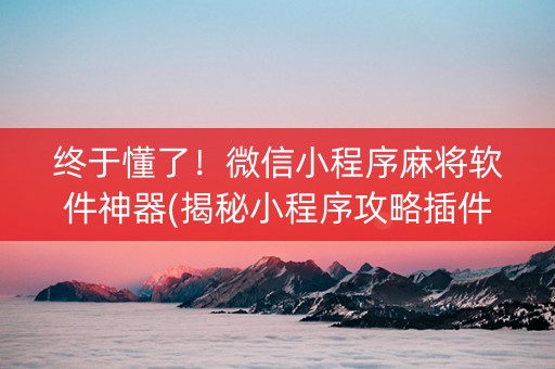 终于懂了！微信小程序麻将软件神器(揭秘小程序攻略插件)