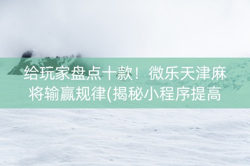 给玩家盘点十款！微乐天津麻将输赢规律(揭秘小程序提高赢的概率)