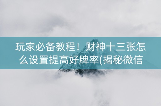 玩家必备教程！财神十三张怎么设置提高好牌率(揭秘微信里助赢软件)