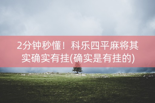 2分钟秒懂！科乐四平麻将其实确实有挂(确实是有挂的)