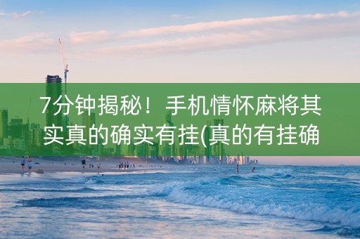 7分钟揭秘！手机情怀麻将其实真的确实有挂(真的有挂确实有挂)