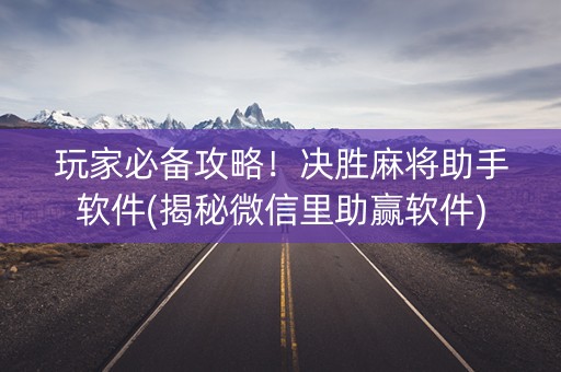 玩家必备攻略！决胜麻将助手软件(揭秘微信里助赢软件)