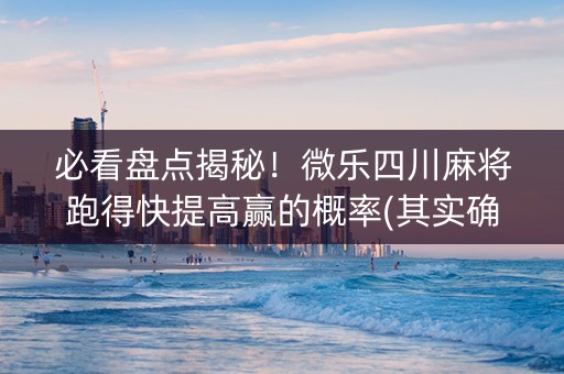 必看盘点揭秘！微乐四川麻将跑得快提高赢的概率(其实确实有挂)