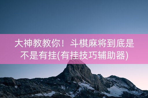 大神教教你！斗棋麻将到底是不是有挂(有挂技巧辅助器)