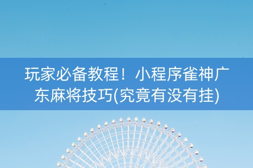玩家必备教程！小程序雀神广东麻将技巧(究竟有没有挂)