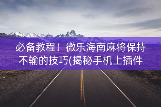 必备教程！微乐海南麻将保持不输的技巧(揭秘手机上插件免费)