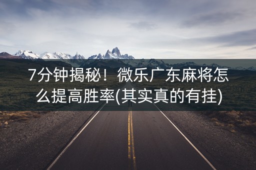 7分钟揭秘！微乐广东麻将怎么提高胜率(其实真的有挂)