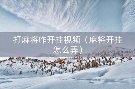 打麻将咋开挂视频（麻将开挂怎么弄）