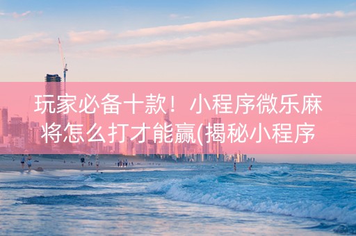 玩家必备十款！小程序微乐麻将怎么打才能赢(揭秘小程序助攻神器)