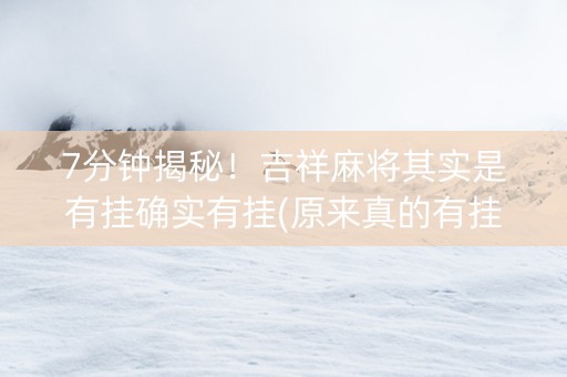 7分钟揭秘！吉祥麻将其实是有挂确实有挂(原来真的有挂)