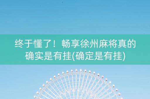 终于懂了！畅享徐州麻将真的确实是有挂(确定是有挂)