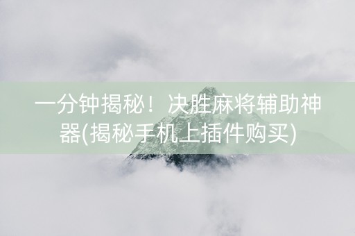 一分钟揭秘！决胜麻将辅助神器(揭秘手机上插件购买)