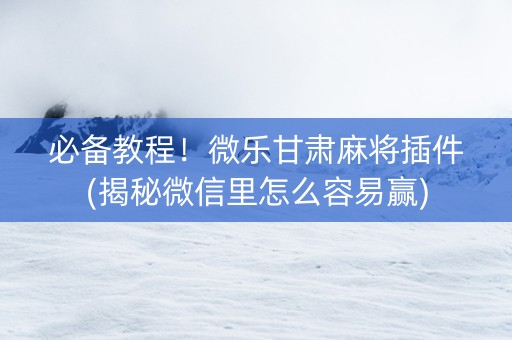必备教程！微乐甘肃麻将插件(揭秘微信里怎么容易赢)