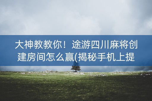 大神教教你！途游四川麻将创建房间怎么赢(揭秘手机上提高胜率)