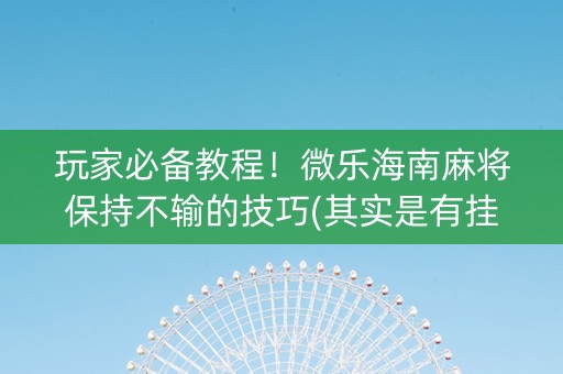 玩家必备教程！微乐海南麻将保持不输的技巧(其实是有挂确实有挂)