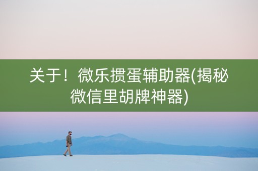 关于！微乐掼蛋辅助器(揭秘微信里胡牌神器)