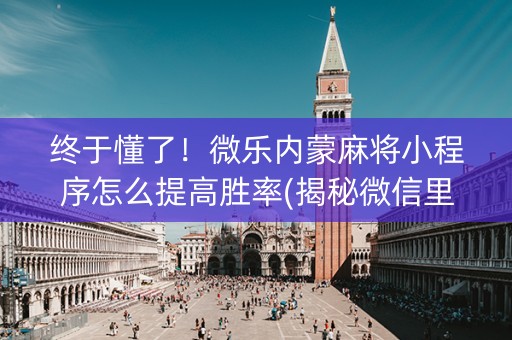 终于懂了！微乐内蒙麻将小程序怎么提高胜率(揭秘微信里助赢神器)