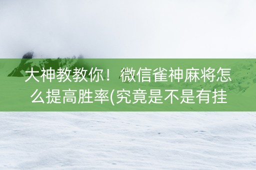 大神教教你！微信雀神麻将怎么提高胜率(究竟是不是有挂)