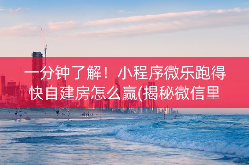 一分钟了解！小程序微乐跑得快自建房怎么赢(揭秘微信里助赢神器)