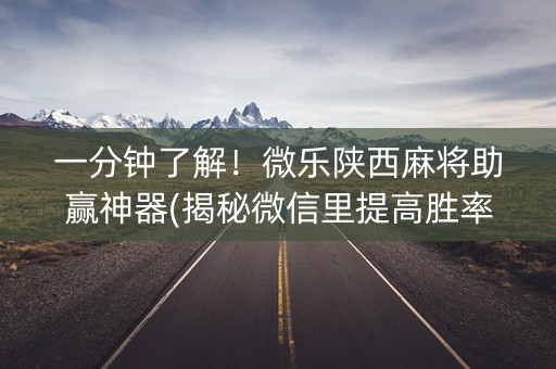 一分钟了解！微乐陕西麻将助赢神器(揭秘微信里提高胜率)