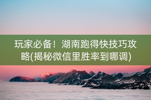 玩家必备！湖南跑得快技巧攻略(揭秘微信里胜率到哪调)