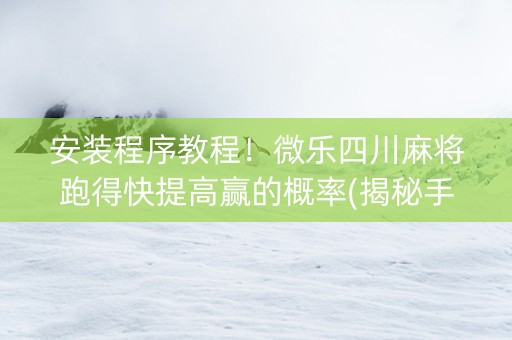 安装程序教程！微乐四川麻将跑得快提高赢的概率(揭秘手机上系统发好牌)
