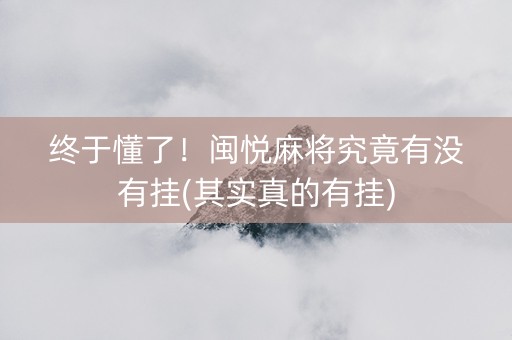 终于懂了！闽悦麻将究竟有没有挂(其实真的有挂)