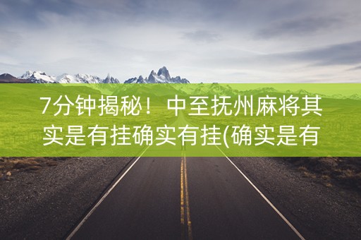 7分钟揭秘！中至抚州麻将其实是有挂确实有挂(确实是有挂的)