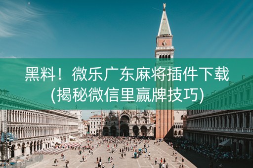 黑料！微乐广东麻将插件下载(揭秘微信里赢牌技巧)