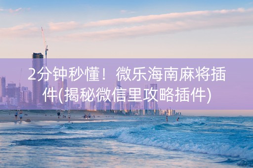 2分钟秒懂！微乐海南麻将插件(揭秘微信里攻略插件)