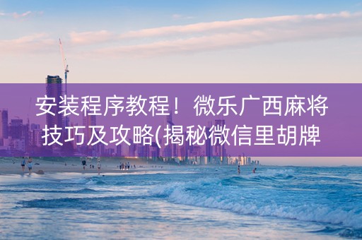 安装程序教程！微乐广西麻将技巧及攻略(揭秘微信里胡牌神器)