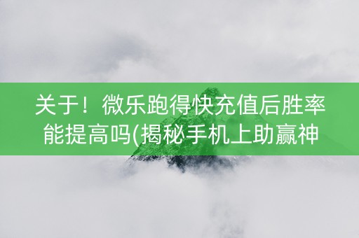 关于！微乐跑得快充值后胜率能提高吗(揭秘手机上助赢神器购买)