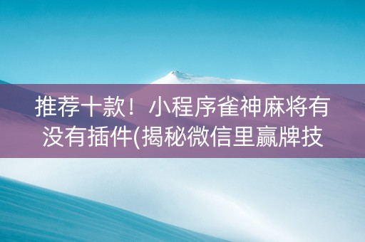 推荐十款！小程序雀神麻将有没有插件(揭秘微信里赢牌技巧)