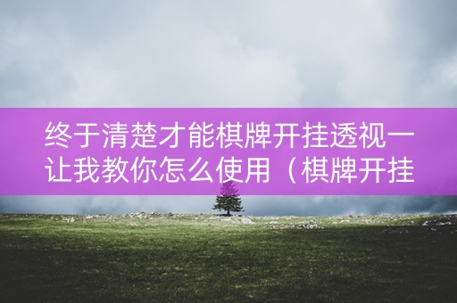 终于清楚才能棋牌开挂透视一让我教你怎么使用（棋牌开挂作弊软件是真的吗?）